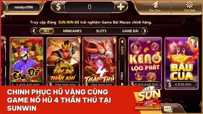 Chinh Phục Hũ Vàng Cùng Game Nổ Hũ 4 Thần Thú Tại Sunwin