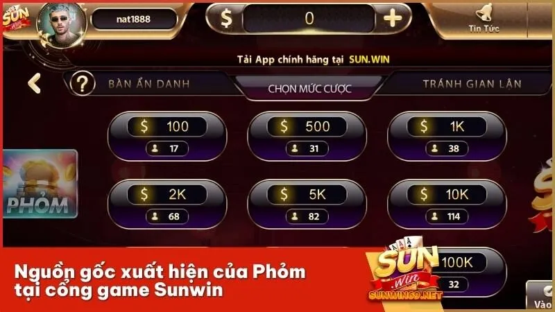 Nguồn gốc xuất hiện của Phỏm tại cổng game Sunwin