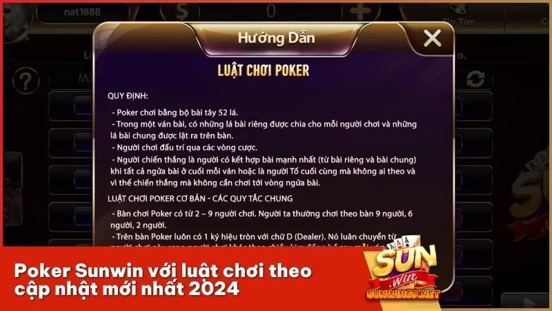 Poker Sunwin với luật chơi theo cập nhật mới nhất 2024