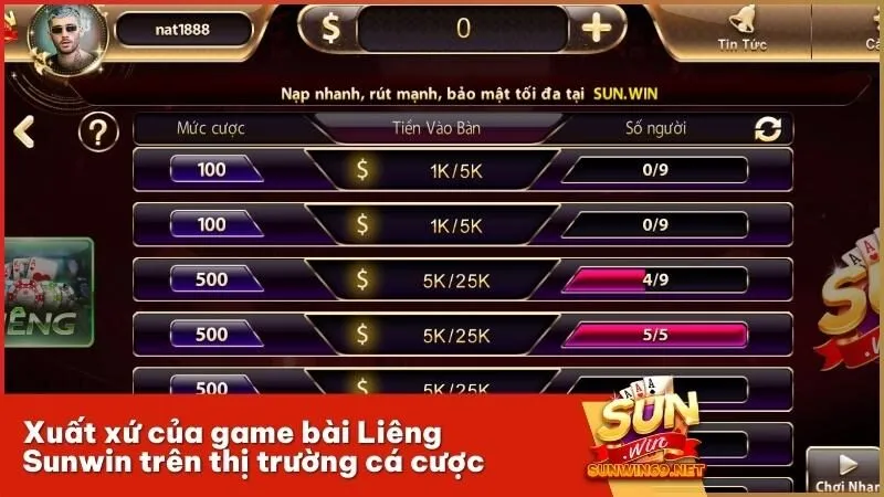 Xuất xứ của game bài Liêng Sunwin trên thị trường cá cược